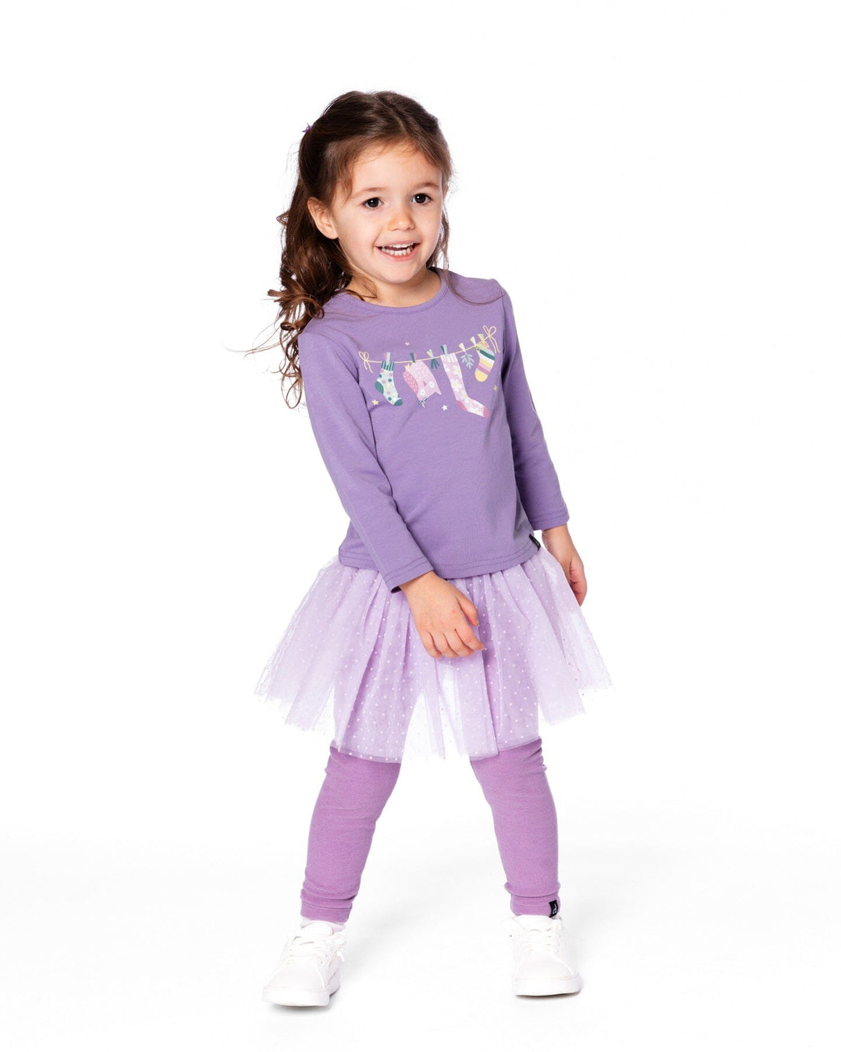 Leggings With Tulle Skirt Purple Gray-1