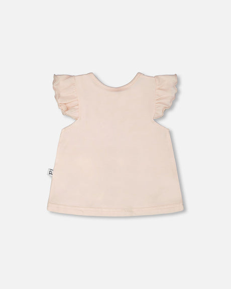 Organic Cotton Jersey Top And Short Set Peach And Peach Animal Print-1