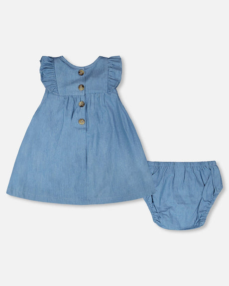 Light Blue Chambray Dress And Bloomer Set Light Blue-3