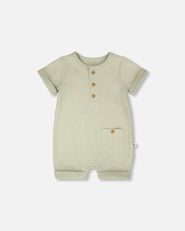 Cotton Rib Romper Sage Green-0