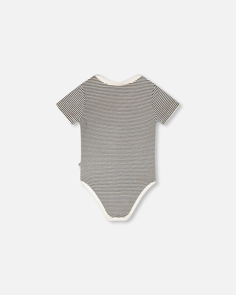 Evolutive Jersey Onesie Black And Off White Stripes-2