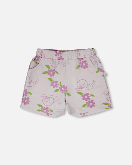 French Terry Shorts Lilac Snails Print-0