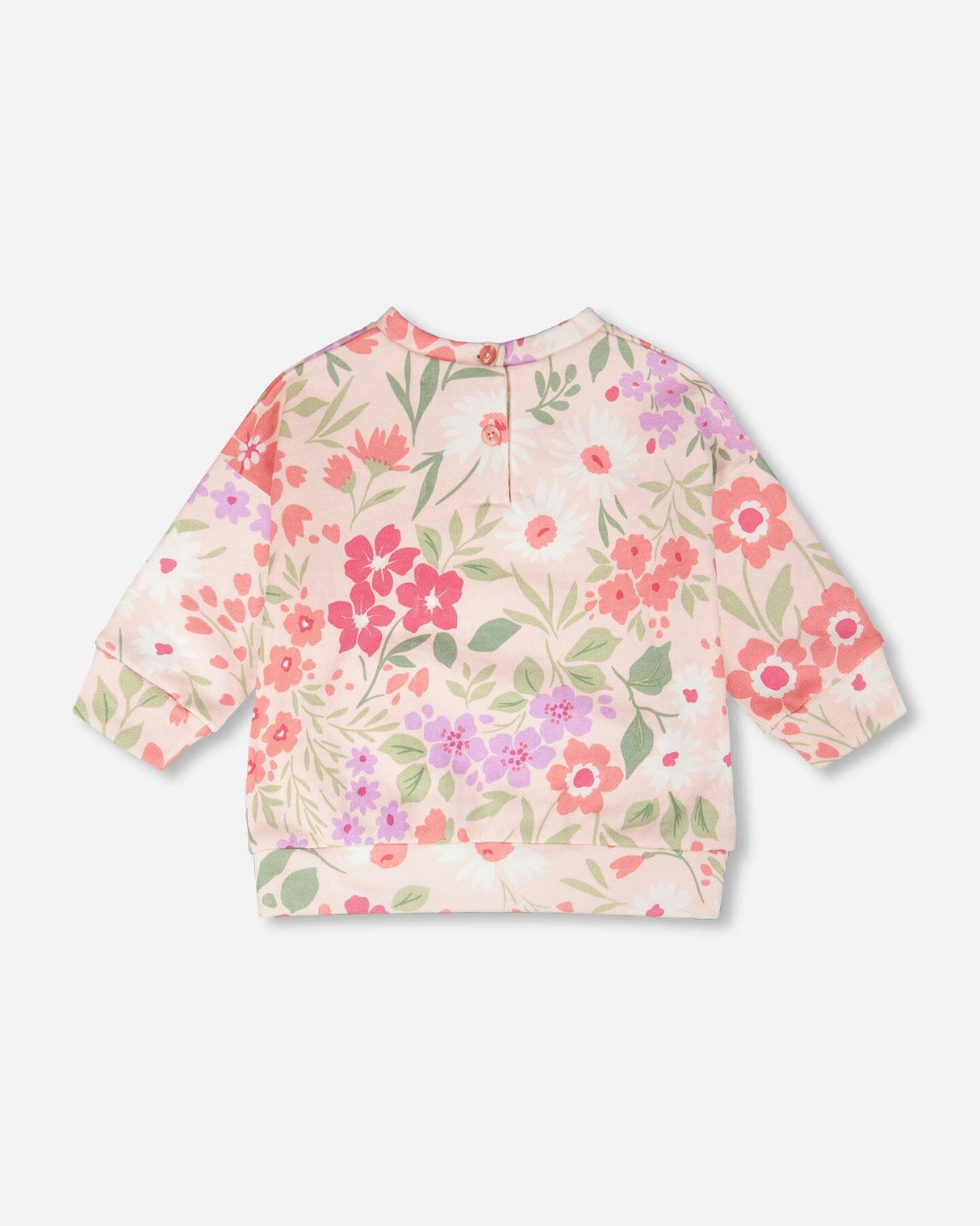 French Terry Sweatshirt Pink Printed Flowers-3