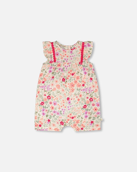 Romper Off White Printed Flowers-0