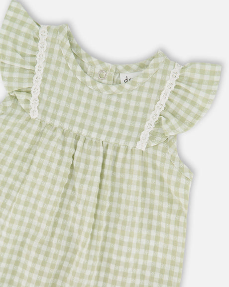 Romper Green Gingham-2