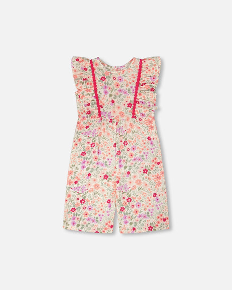 Muslin Jumpsuit Off White Printed Flowers-0