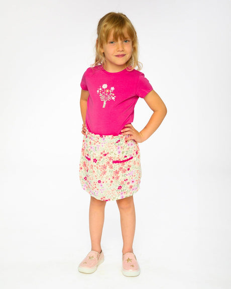 Muslin Skort Off White Printed Flowers-1