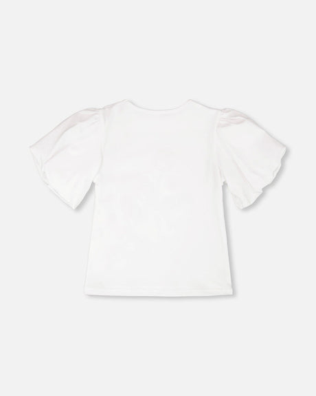 Organic Cotton Jersey Top White With Embroidery-2