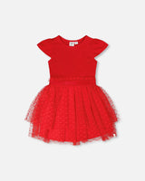 Bi-Material Dress Red-0