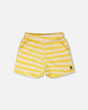 Striped Shorts Yellow And White-0