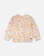 French Terry Sweatshirt Pink Printed Daisies-0