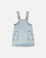 Light Blue Denim Overall Dress-0