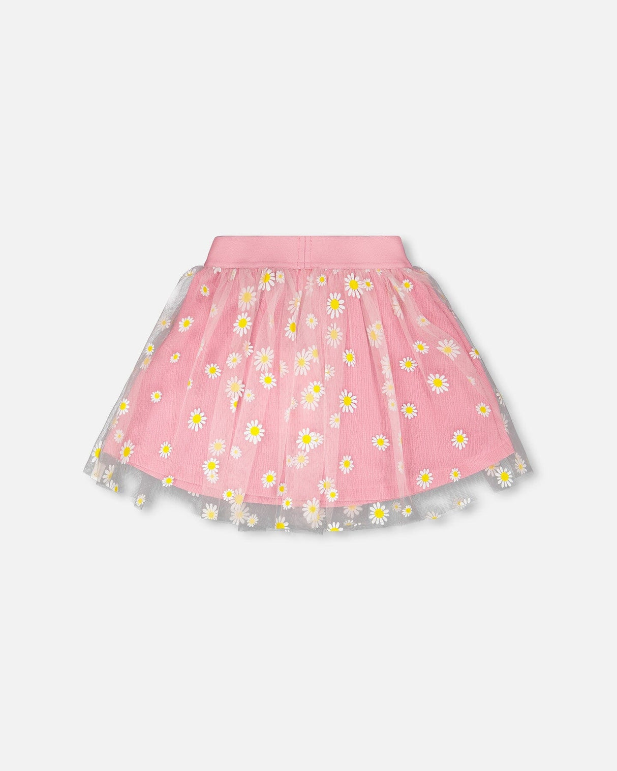 Mesh And Crinkle Jersey Skirt Pink-2