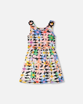Dress Black Printed Flowers-0