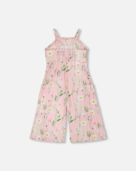 Viscose Jumpsuit Pink Printed Flowers-3
