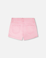 Pink Denim Shorts With Embroidery-2