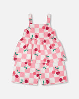 Organic Cotton Jersey Romper Pink Printed Cherries-0