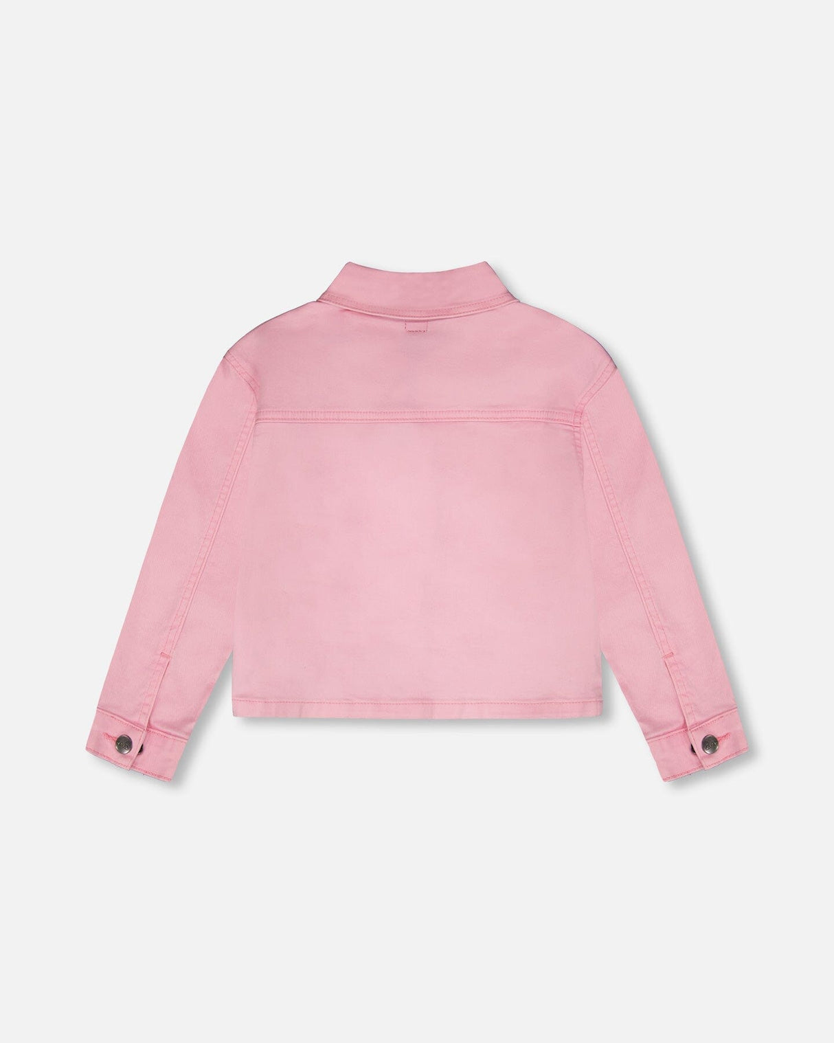 Pink Denim Jacket With Embroidered Patches-2