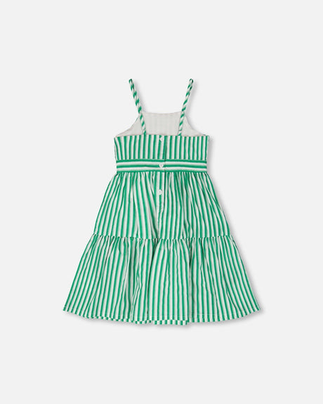 Cotton Sundress Green Stripes-1