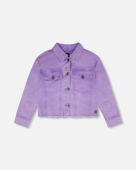 Mauve Denim Jacket With Embroidery-0