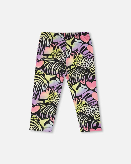 Organic Cotton Jersey Capri Black Printed Multicolor-2