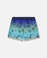 Boardshorts Blue Beach Print-3