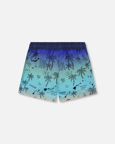 Boardshorts Blue Beach Print-3