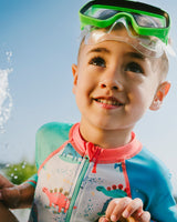 Baby And Toddler One-Piece Long Sleeve Rashguard Grey Baby Dinosaur Print-2