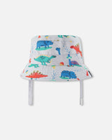 Recycled Polyester Beach Hat Blue Baby Dinosaur Print-0