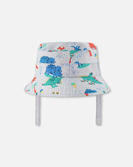 Recycled Polyester Beach Hat Blue Baby Dinosaur Print-2