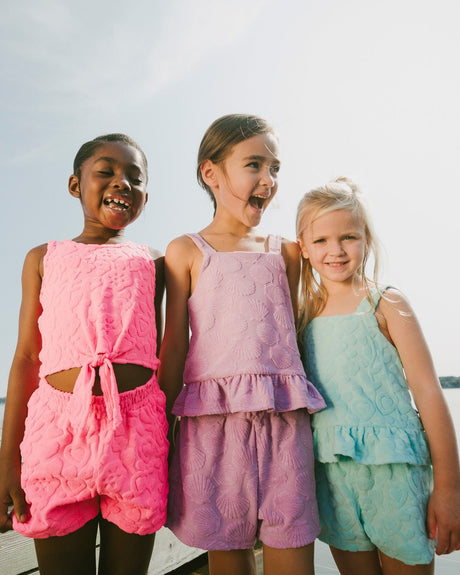 Terry Tank Top With Shorts Set Light Blue-2