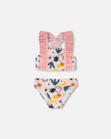 Two-Piece Swimsuit Pink Printed Fruits-0