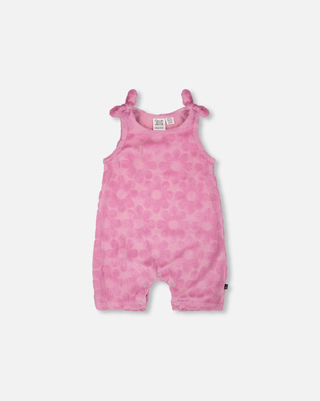 Terry Cloth Romper With Bows Pink-0