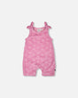 Terry Cloth Romper With Bows Pink-0