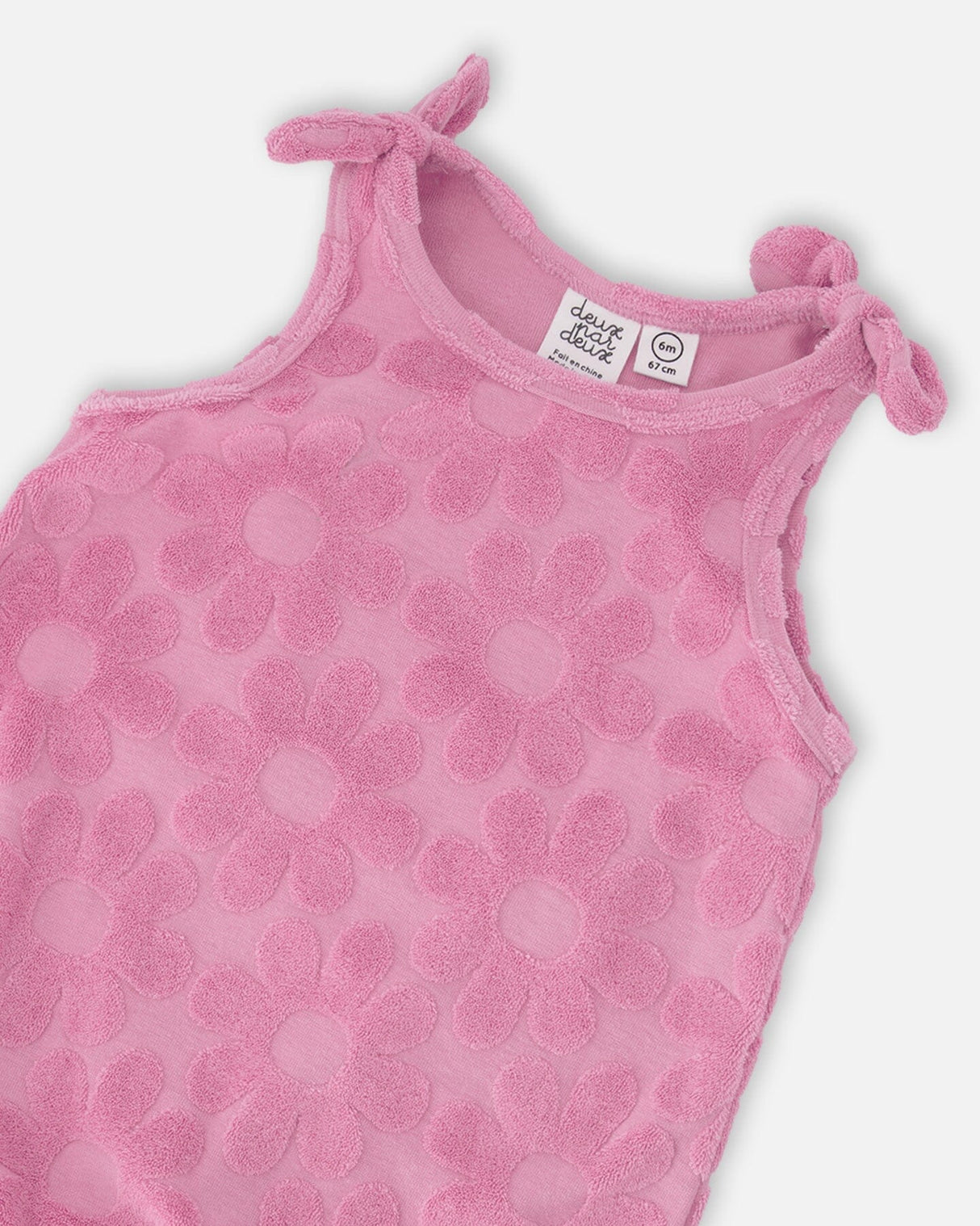 Terry Cloth Romper With Bows Pink-2