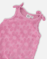 Terry Cloth Romper With Bows Pink-2