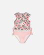 Two-Piece Swimsuit Pink Hibiscus Print-0