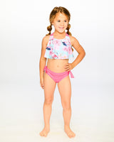 Two-Piece Swimsuit Blue Flamingo Print-3