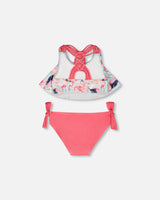 Two-Piece Swimsuit Blue Flamingo Print-4