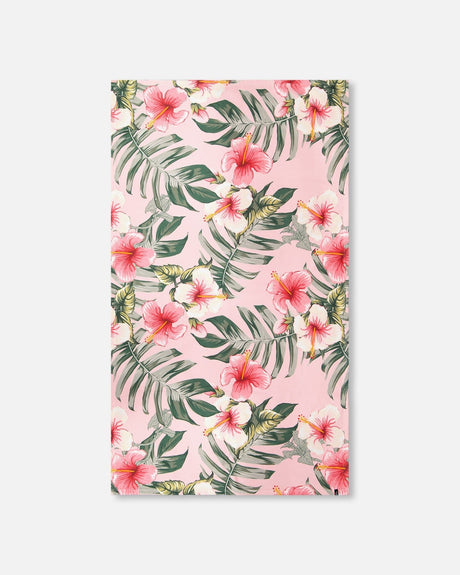 Beach Towel Pink Hibiscus Print-0