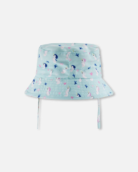 Beach Hat Blue Seahorse Print-2