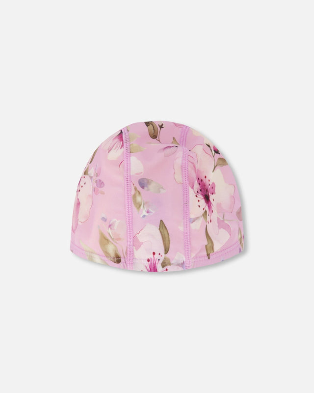 Swim Cap Purple Flower Print-0