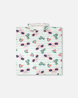 Hooded Beach Towel Blue Flamingo And Cactus Print-0