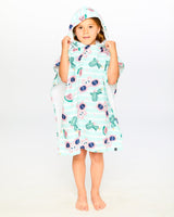 Hooded Beach Towel Blue Flamingo And Cactus Print-1