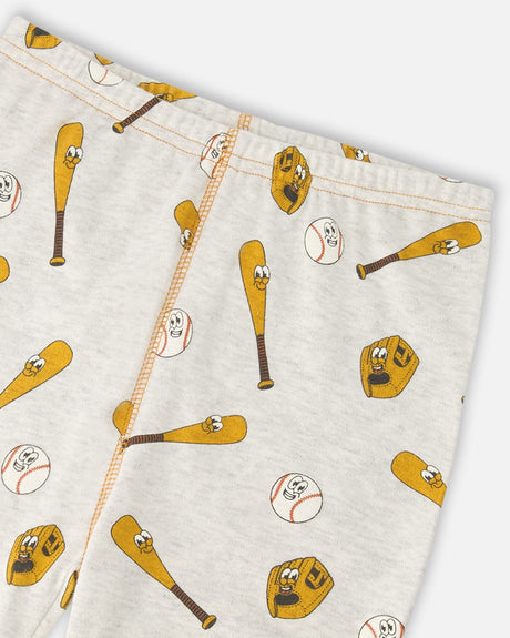 Organic Cotton Two-Piece Pyjama Set Grey Mix Baseball Print-4