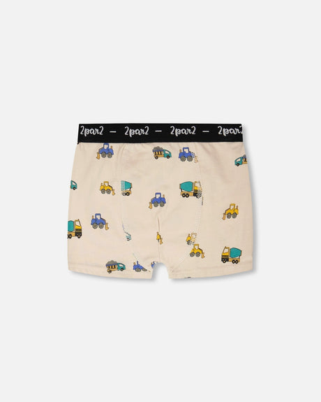 Organic Cotton Boxer Beige Truck Print-0