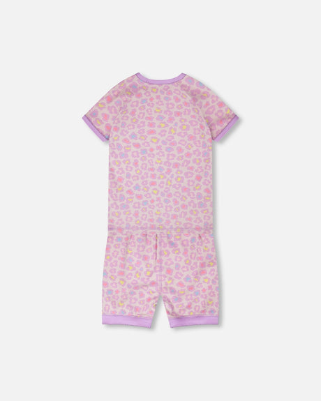 Organic Cotton Two-Piece Pyjama Set Purple Animal Print-2
