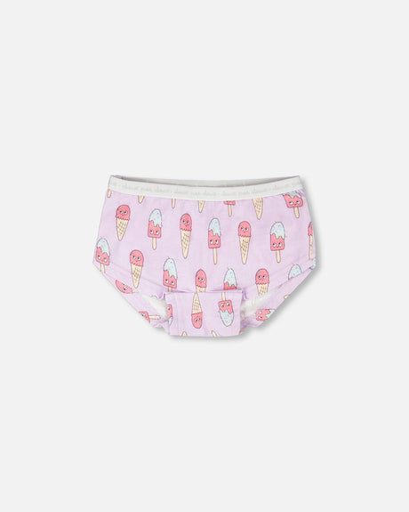 Organic Cotton Boyshort Panty Lilac Printed Ice Creams-0