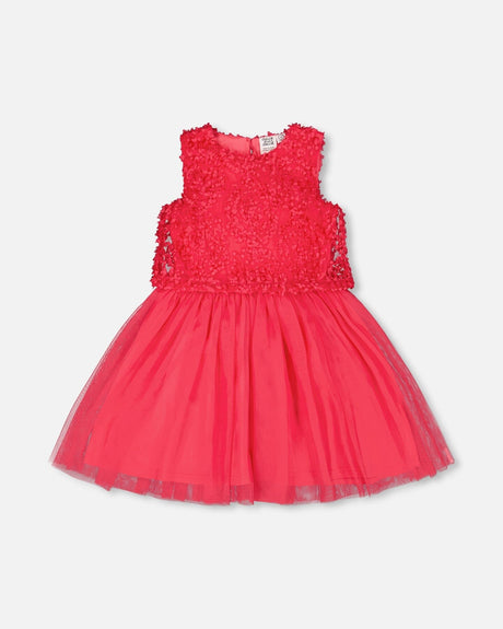 Sleeveless Textured Rosette Dress Pink-0