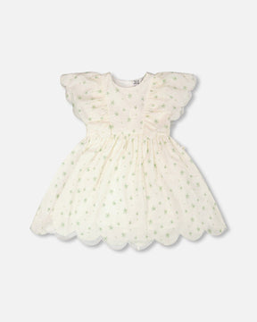 Jacquard Dress White Printed Flowers-0